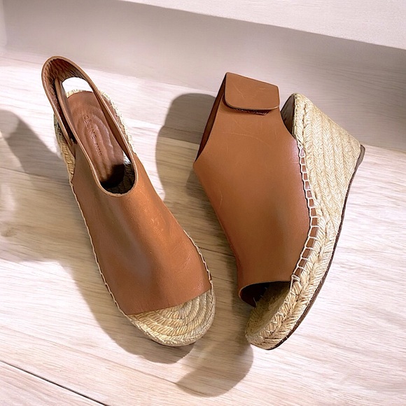 Authentic Celine Crosta espadrille wedge heels tan boho - Picture 1 of 7
